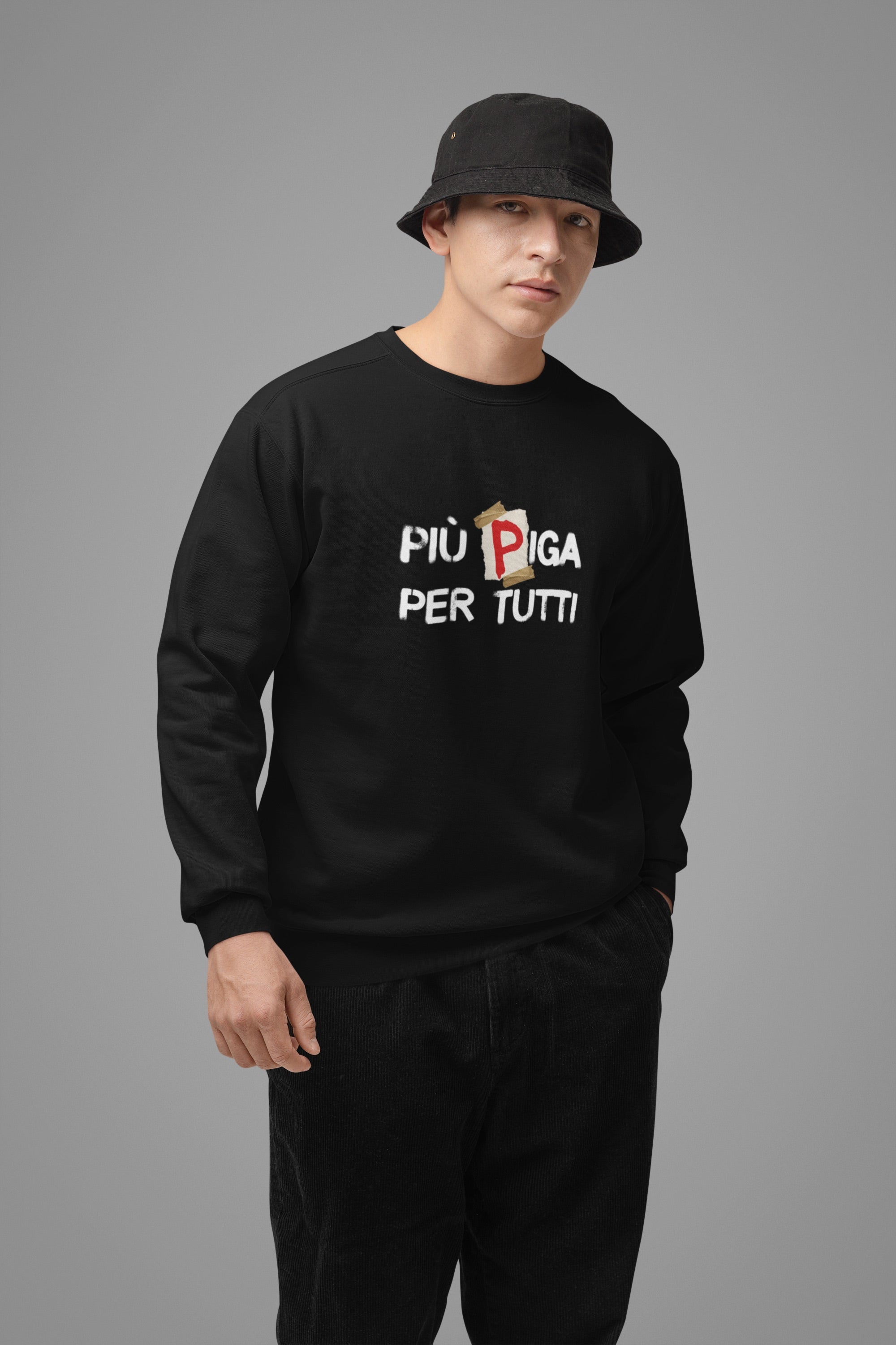 PIÙ PIGA PER TUTTI | Felpa girocollo stampata