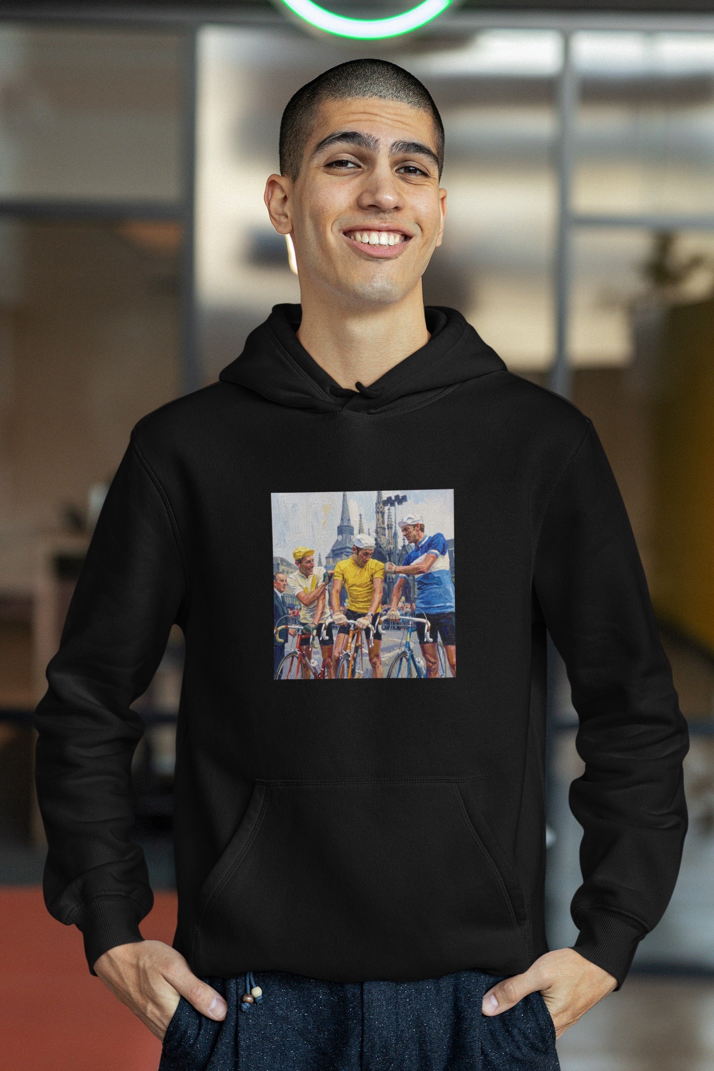La maglia gialla | Felpa con cappuccio stampata